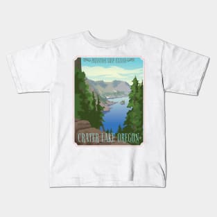 Crater Lake Oregon Travel Poster Kids T-Shirt